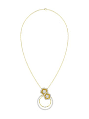 Halo Flower Yellow Gold Pendant Necklace