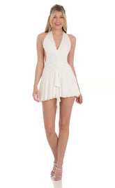 Open Back Halter Dress in White