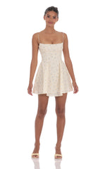 Floral Eyelet Fit and Flare Dress in Cream
