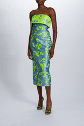 Floral Jacquard Tea-Length Dress