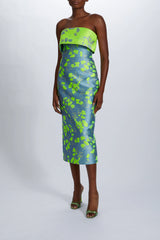 Floral Jacquard Tea-Length Dress