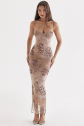 cream floral print maxi dress