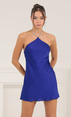 Halter Slip Dress in Blue