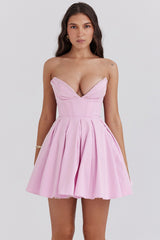 cotton candy twill strapless mini dress
