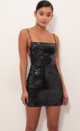 Strappy Dress in Disco Black-Silver