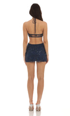 Sequin Cutout Dress in Blue