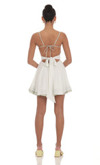 Polka Dot Twist A-line Dress in White