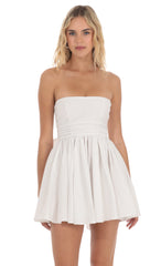 Strapless A-line Dress in White