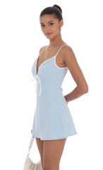 Outline Front Tie Dress in Blue