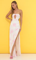 Floral Halter Maxi Dress in White