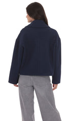 Double Breasted Short Trench in Navy