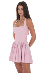Pinstripe Halter A-line Dress in Pink