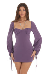 Long Sleeve Bodycon Dress in Purple