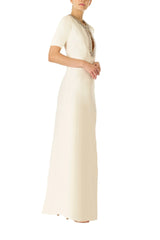 Jeweled Neck Caftan Silk White