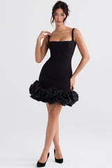 black ruffle hem dress