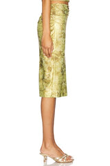 Printed Lame Midi Skirt