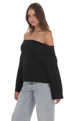 Oversized Knit Off Shoulder Jumper in Black