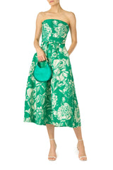 Floral Toile Strapless Dress