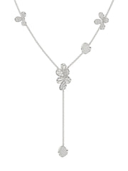 Floral White Gold Y Necklace