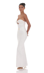 Golden Rose Cutout Maxi Dress in White