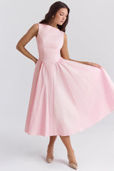 ballerina pink twill midi sundress