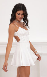 Ruched A-line Dress in Glossy White