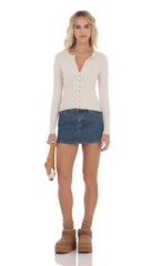 Cinched Knit Cardigan in Heather Cream