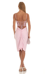 Cutout Lace Midi Dress in Pink