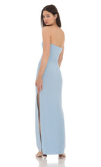 Strapless Bodycon Maxi Dress in Blue