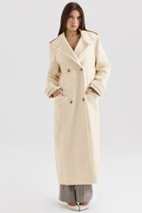 cream double breasted funnel neck coat