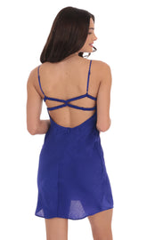 Satin Open Back Dress in Royal Blue