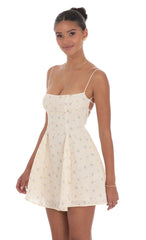 Floral Eyelet Fit and Flare Dress in Cream