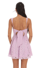 Lace Floral Fit and Flare Dress in Lavender