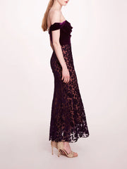 Velvet Cutwork Midi Dress