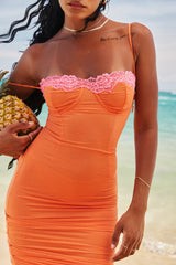 flame orange maxi dress