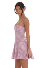 Textured Floral A-line Dress in Lilac