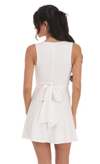 Back Bow A-Line Dress in White