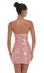 Sequin Strapless Cutout Dress in Rose