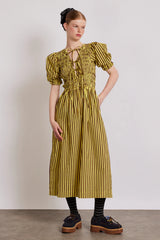 bluebelle midi dress - brown yellow stripe