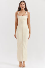 ecru halter maxi dress