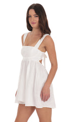 Jacquard Babydoll Dress in White