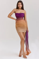 ombre mesh strapless mini dress