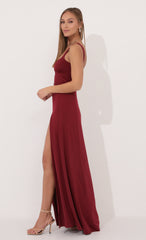 Front Tie Maxi Dress in Red