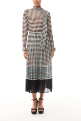 Scarf Neck Pleated Day Dress
