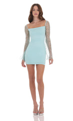 Sequin Long Sleeve Dress in Sky Blue