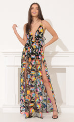 Sequin Maxi Dress in Black Multicolor