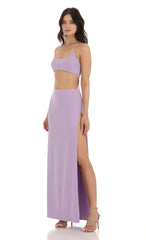 Rhinestone Cutout Maxi Dress in Purple