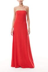 Vermillion Strapless A-Line Gown