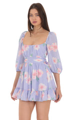 Floral Ruffle Dress in Lavender