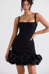 black ruffle hem dress